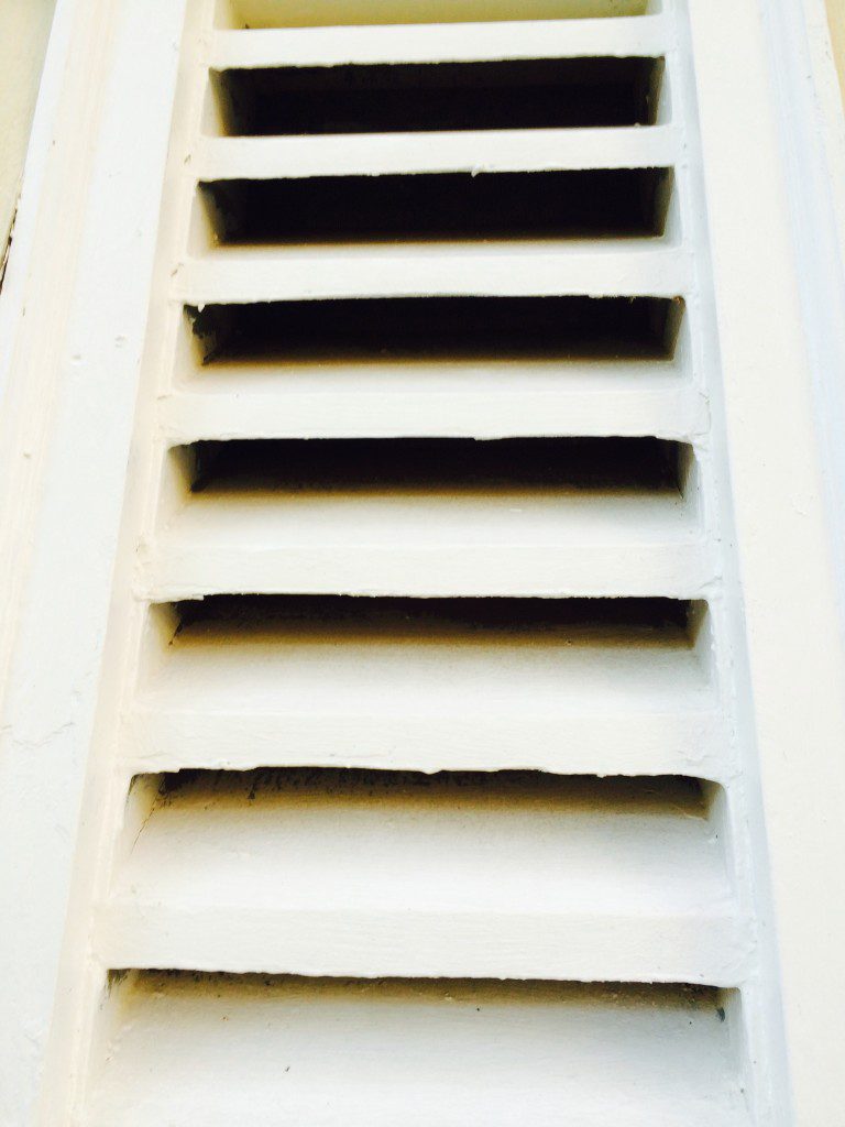 Narrow white ventilation slats