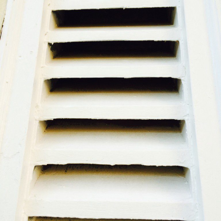 Narrow white ventilation slats