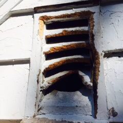 Vintage architectural detail in sunlight